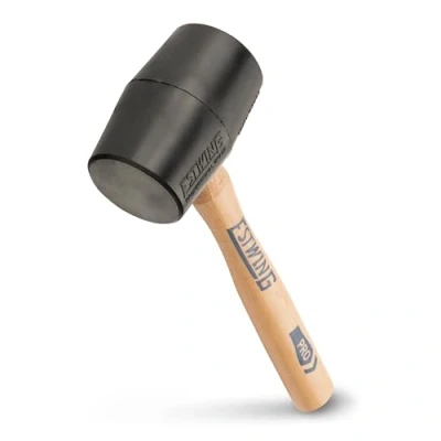 Image of Estwing DH 12 12oz Deadhead Bounce Resistant Black Rubber Mallet with Hickory Handle and Soft Face
