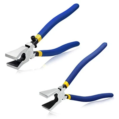 Image of SPEEDWOX Glass Cutting Breaking Pliers 2 Pcs Kit Flat Serrated Jaws Adjustable Set Screw 8 Inches Durable Stained Tools Heavy Duty Mosaics