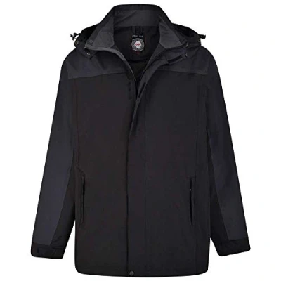 Image of Kam Men&#039;s Contrast Waterproof Jacket (439) in Black 6XL