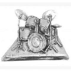Image of Gift Boxed Pewter Music Musician Drums Tie Lapel Pin/Brooch/Badge