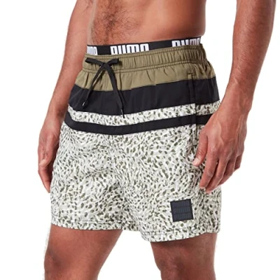 Image of PUMA Men&#039;s Heritage Stripe Mid Shorts Board, Moss Green Combo, Small