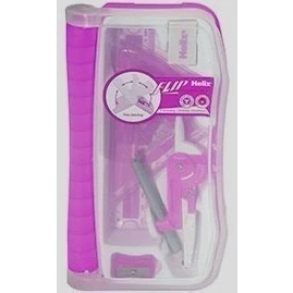 Image of 1 x Pink Helix Flip Maths Geometry Set &amp; Case, Ruler, Protractor, Compass