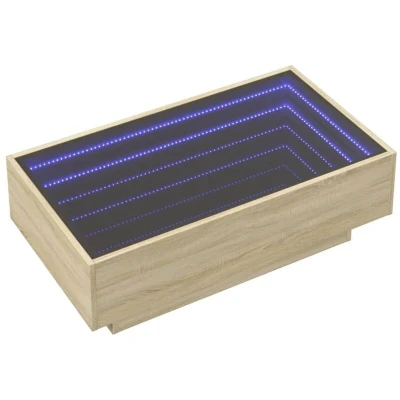 Image of vidaXL Coffee Table with LED Sonoma Oak 90x50x30 cm Engineered Wood
