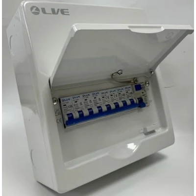 Image of LIVE 8 Way Metal Consumer Unit, 10 Module, 63A 30mA RCD, 2x6A, 2x16A, 1X20A 2x32A, 1X40A MCBs