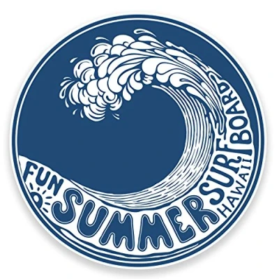 Image of 2 x Hawaii Wave Surf Board Sticker Car Bike Laptop Decal Surfer Summer Fun #9217 (10cm Wide 10cm High)