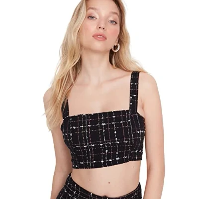 Image of Trendyol Women Regular Basic Square Collar Woven Blouse Black