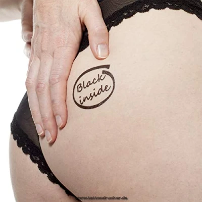 Image of 5 x black inside Logo Lettering in sexy kinky fetish tattoo (5)