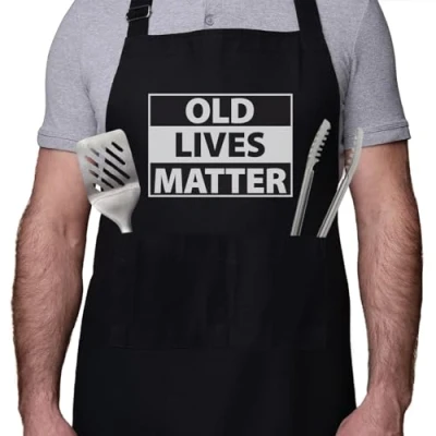 Image of SC Products Old Lives Matter Funny Aprons For Men Women Apron Gifts Elderly People Kitchen Man Age Joke Christmas Dad Older