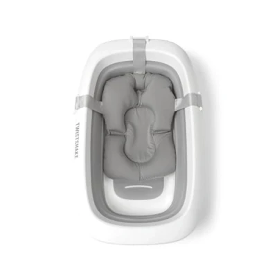 Image of Twistshake Non Slip Baby Bath Cushion for Newborns Soft and Foldable Shower Cushions Infants Floating Air Bathing Babies 0 Months+ Pastel Grey