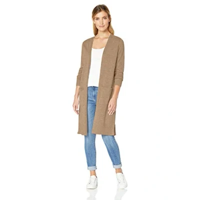 Image of Amazon Essentials Women&#039;s Lightweight Longer Length Cardigan Jumper (Available in Plus Size), Camel Heather, M
