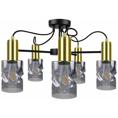 Image of Inger Multi Arm Semi Flush Ceiling Light Black, Gold, 60cm, 5x E27