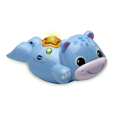 Image of VTech Sing and Paddle Hippo, Swimming Hippo Bath Toy, Interactive Light up Button with Phrases Songs, Gift for Babies 3, 6, 12, 18 Months Plus, English Version, Blue
