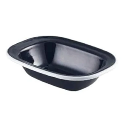 Image of Genware 44020BK White Rim Enamel Pie Dish, Black, 200mm Length