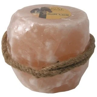 Image of HIMALAYAN CRYSTAL SALT LICK FOR HORSES. MINERAL. EQUINE USE ONLY. HANGING ROPE.