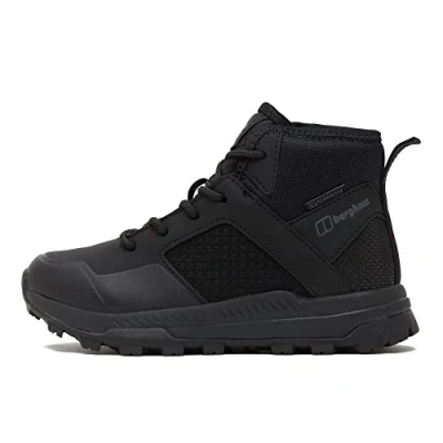 Image of Berghaus Kids’ Galactic Mid Walking Boot with High Traction Sole, Waterproof, Breathable, Lightweight, Vegan Friendly Trainer (SolidBlack, UK Footwear Size System, Little Kid, Numeric, Medium, 11)