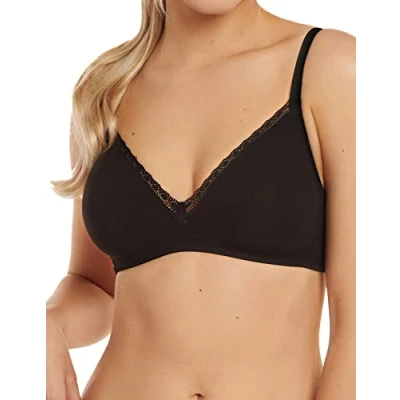 Image of Lisca INES 20282 02 Women&#039;s Black Cotton Non Padded Wired Soft Bra 34D