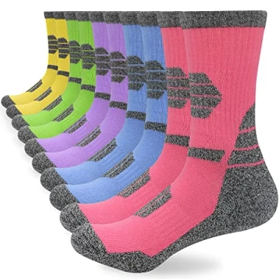 Image of ouhos Womens Ladies Thermal Walking Hiking Work Socks Anti Blister Thick Warm Black Winter Sports Cotton Cosy for 4 7 Multipack Cushioned Non Slip Crew 5 Pairs