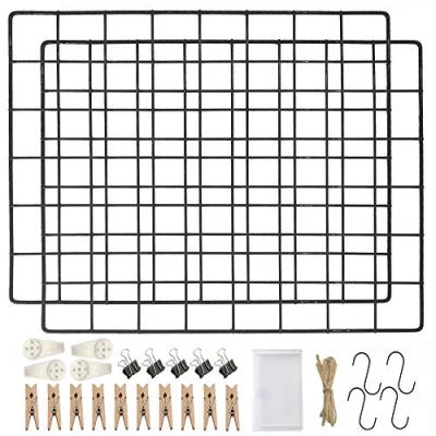 Image of LOYONAL Wire Wall Grid Panel Clips, Metal White, Photo Display, Board, 2 Pcs Notice Memo Board in Office or Room DIY