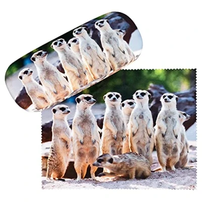 Image of VON LILIENFELD Meerkat Surikate Hard Glasses Case with Cleaning Cloth, Lightweight, Stable, Women Men Motif Animal