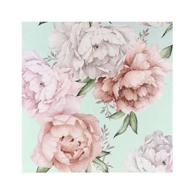 Image of Arthouse Mixed Peonies Mint Vinyl Wallpaper 251908, Blue, green