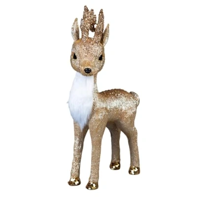 Image of SHATCHI Golden Figures Santa Tree Gnome Christmas Tabletop Centrepiece Showpieces Home Art &amp; Craft Xmas Party Window Décor, Gold, 44cm Reindeer