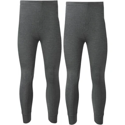 Image of Pack of 2 Men&#039;s Thermal Trousers Long Johns Warm Underwear Baselayer, S M L XL XXL Thermals(M,Charcoal)