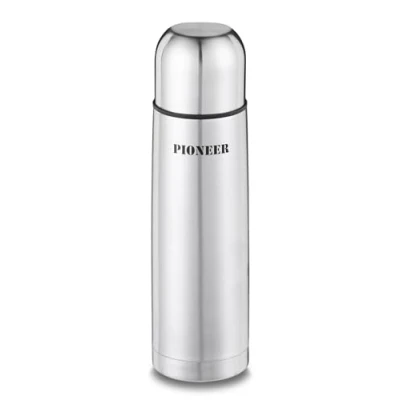 Image of Pioneer Flasks SVF1000 Insulated Vacuum 1000ml 1 Litre Travel Flask, 18/10 Stainless Steel Keeps Drinks Hot for 8 Hours