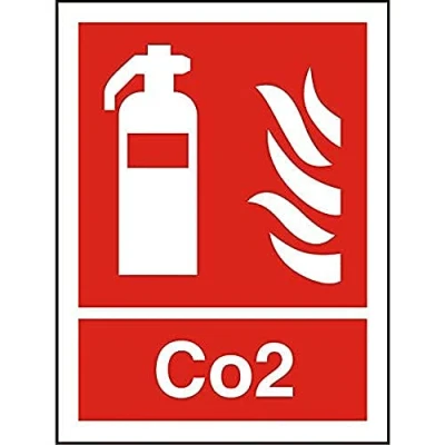 Image of Seco Fire Extinguisher, &amp; Co2 Sign, 200mm x 300mm Photoluminescent 1mm Semi Rigid Plastic