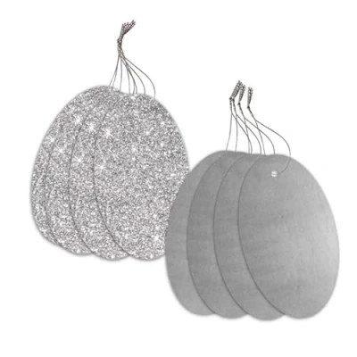 Image of 20 Luxury Silver Oval Gift Tags, Glitter and Foil Design
