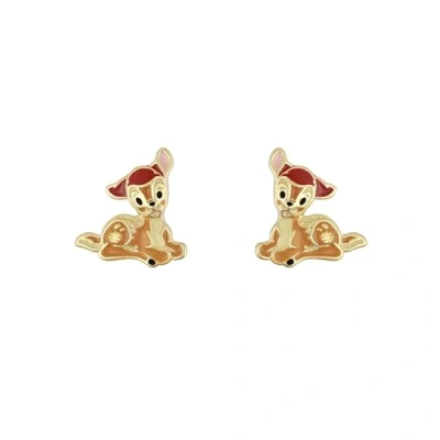 Image of Disney Girls Bambi Gold Plated Stone Set Stud Earrings
