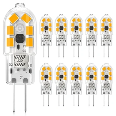 Image of Eco.Luma G4 led Bulb, 12V 2W Light Bulbs Warm White 3000K, Replacement for 20W Halogen Bulbs, No Flickering, Non Dimmable, Bi Pin Base Energy Saving Pack of 10