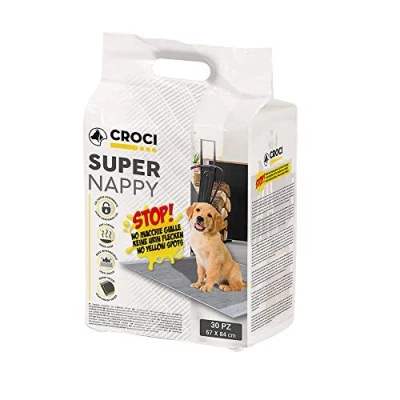 Image of Croci Super Nappy Activated Carbons Hygienic Mats for Dogs 57x84 cm 30 pieces, Underpads and Pets, Dog Cat Pee Ultra Absorbent Disposable, Anti tear odour