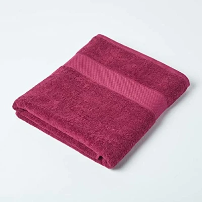 Image of HOMESCAPES Burgundy Turkish Cotton Bath Sheet Towel Super Soft Thick &amp; Absorbent 500 GSM Heavy Weight for everyday Luxury
