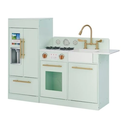 Image of Teamson Kids Childrens Little Chef Charlotte Wooden Play Kitchen Mint TD 12302M