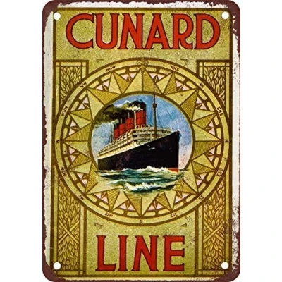 Image of Cunard Line Océano Travel Metal Tin Sign 8x12 Inches
