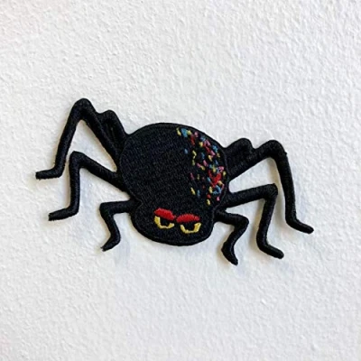 Image of Cute Spider Black with Red Eyes Iron Sew on Embroidered Patch