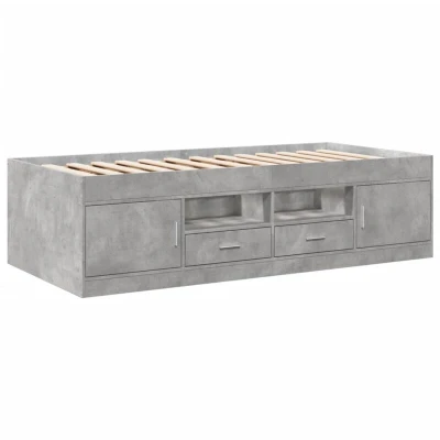 Image of vidaXL Daybed with Drawers without Mattress Concrete Grey 90x200 cm