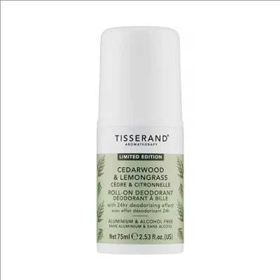 Image of Tisserand Natural Roll On Deodorant Cedarwood &amp; Lemongrass Unisex 75ml Organic Long Lasting Protection 1 x Bottle