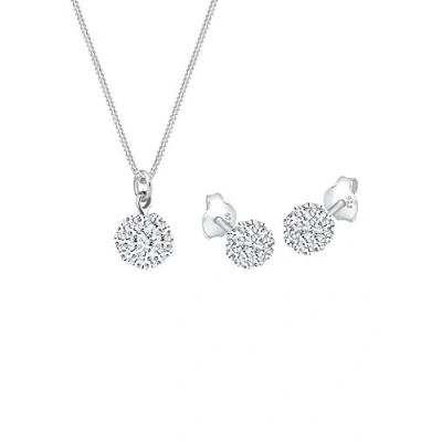 Image of Elli Jewelry Set Ladies Ball Pendant Stud Earrings with Crystals in 925 Sterling Silver