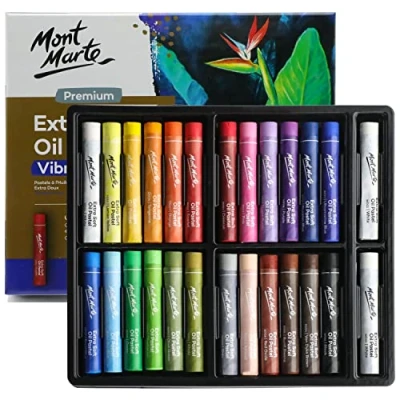 Image of MONT MARTE Extra Soft Oil Pastels 26pc, Assorted Bright Colours, Vibrant and Buttery, Versatile Art for Blending, Layering &amp; Shading, Ideal Art, Craft, Colouring Sketching