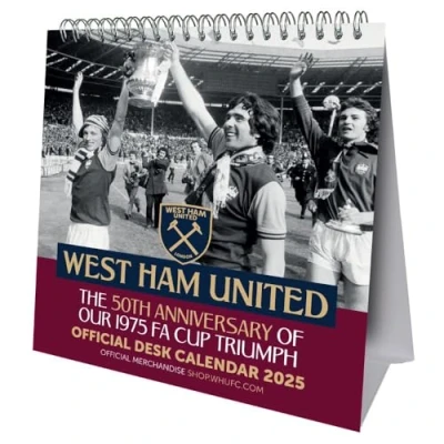 Image of 2025 Calendar West Ham United FC Month to View Football Desk Easel Official Product