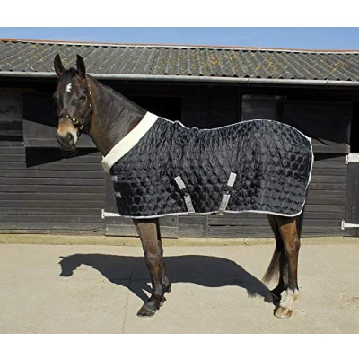 Image of Rhinegold Unisex 666 5/9 blk Detroit Hexagon Stable Quilt, Black, 5 9 UK