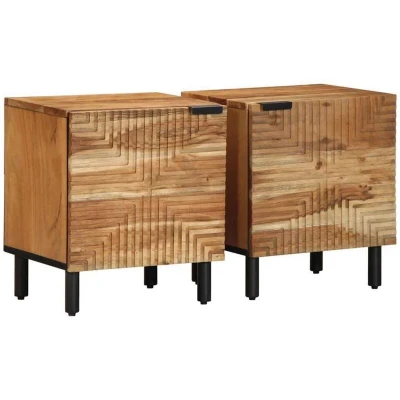 Image of vidaXL Bedside Cabinets 2 pcs 40x33x46 cm Solid Wood Acacia