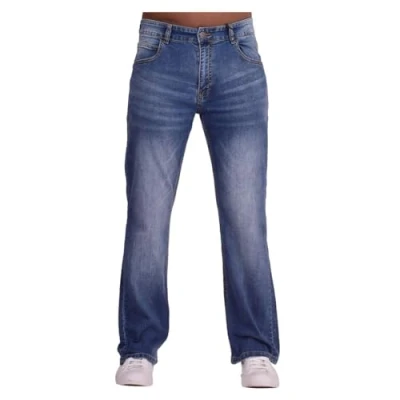 Image of Firetrap Original Mens Designer Hardwearing Durable Quality Bootcut Leg Regular Fit Relaxed Wide Bottom Denim Jeans Zip Fly Fastening Classic 5 Pocket Jean Stonewash Blue 40W / 32L