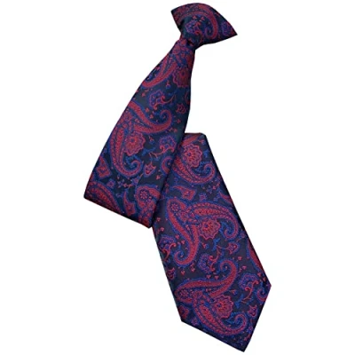 Image of Men&#039;s Black, Red &amp; Royal Blue Paisley Clip On Tie