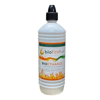 Image of biofirefuel Premium bioethanol (12 x 1 litre bottles), specially developed For all liquid indoor and outdoor fireplaces fire pits. use. Easyfill pouring spout.