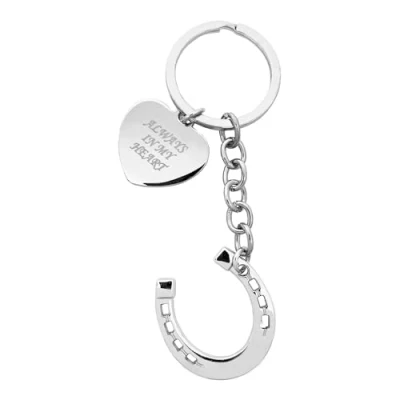 Image of Horse Memorial Keyring Always in My Heart Charm Bereavement Gift Stainless Steel Shoe Keepsake Lover Remembrance Sympathy