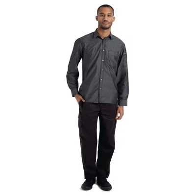 Image of Chef Works Detroit Long Sleeve Denim Shirt Black XL