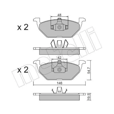 Image of 2Q0698151 Brake pad set METELLI 22 0211 1 excl. wear warning contact VOLKSWAGEN: Polo V Hatchback, Golf 4, IV SKODA: Fabia 2