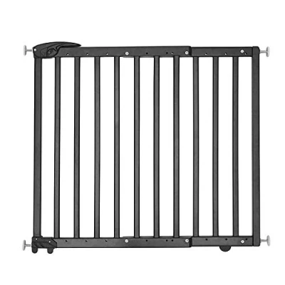 Image of Badabulle Deco Pop Black, Wooden Extending baby Gate 63 to 106 cm Wide Screw Mounted door and stair gates for
